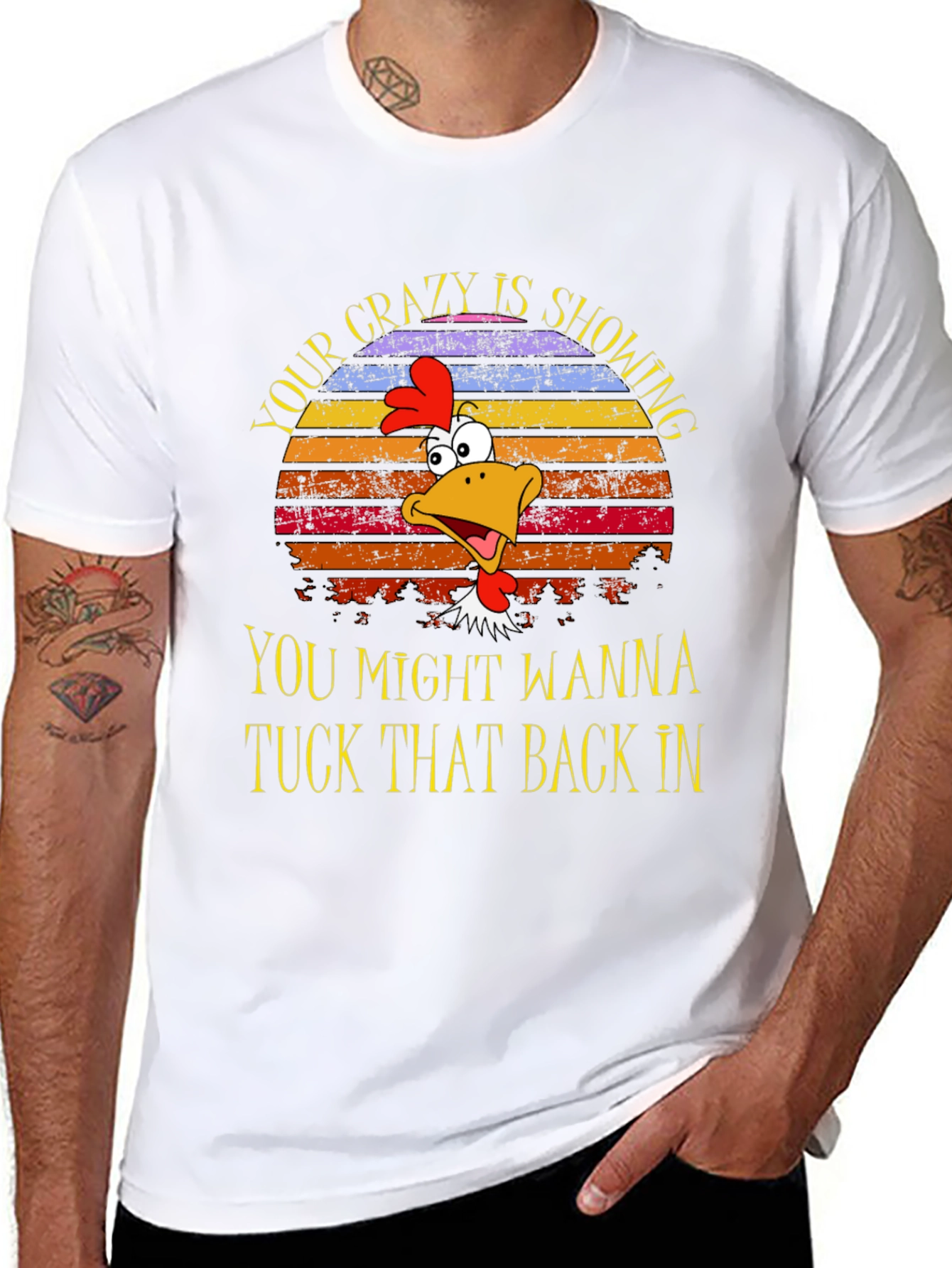 Crazy Showing Chicken Graphic Tee