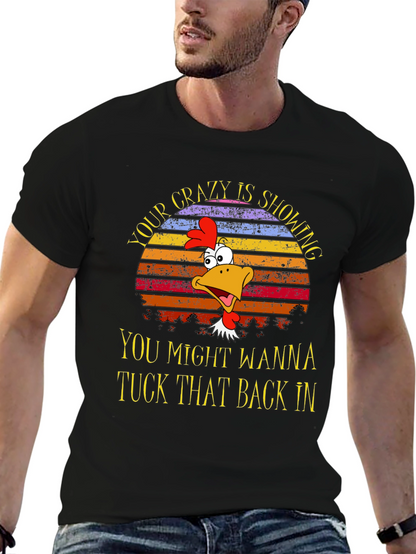 Crazy Showing Chicken Graphic Tee