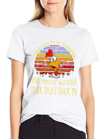 Crazy Showing Chicken Graphic Tee