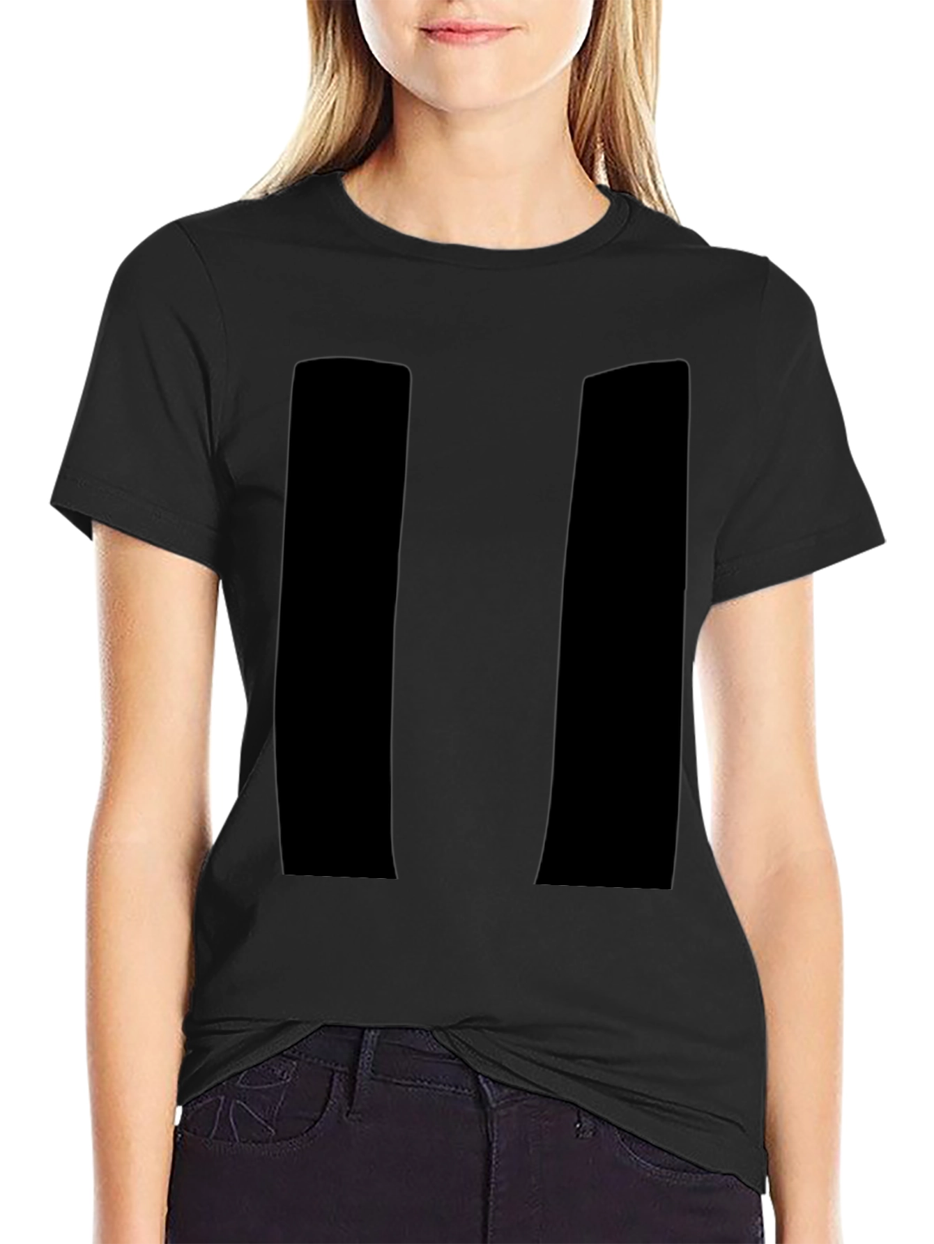 Mens Black Pause Symbol Graphic Tee