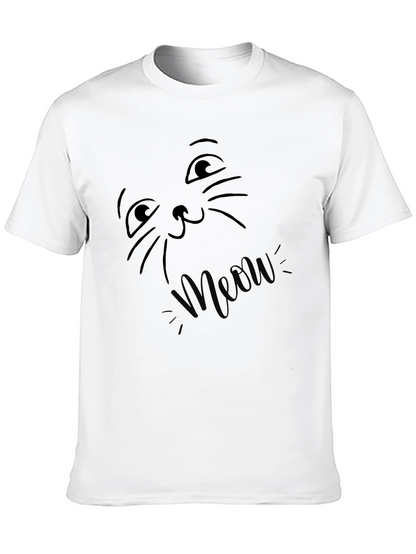 Meow Cat Face Black T-Shirt