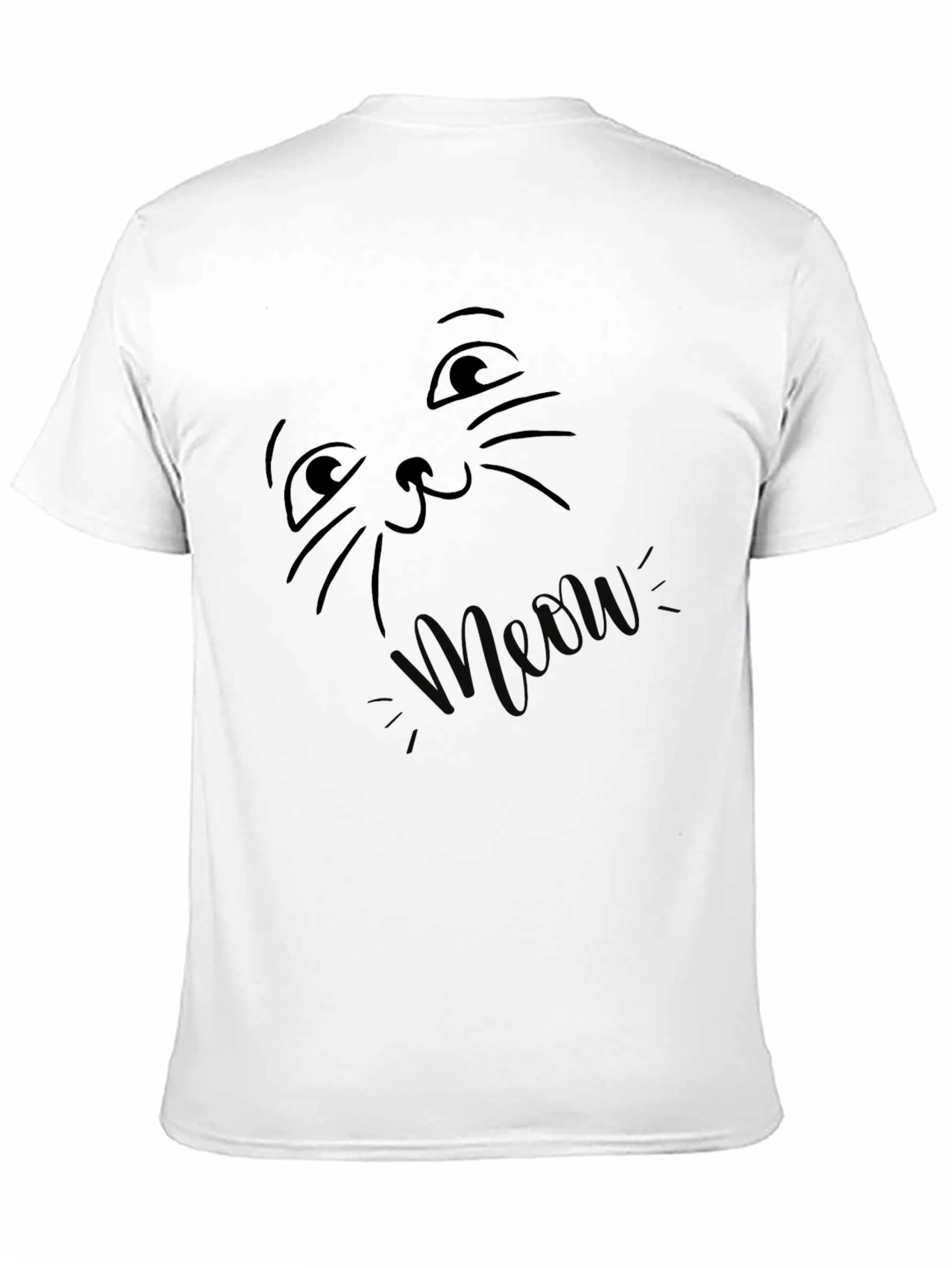 Meow Cat Face Black T-Shirt