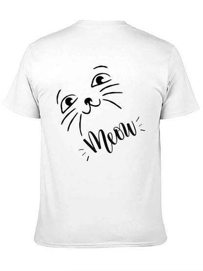 Meow Cat Face Black T-Shirt