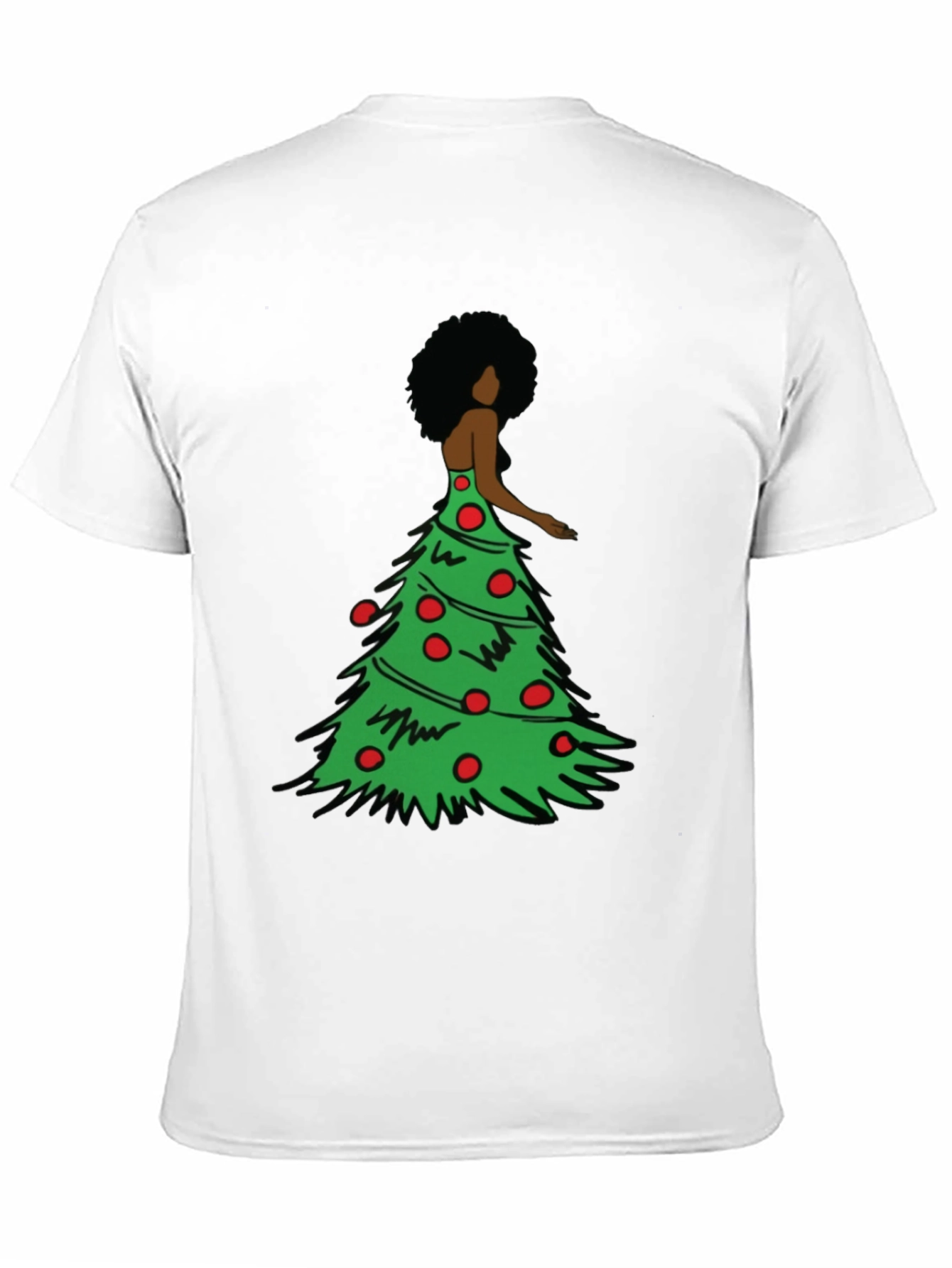 Christmas Tree Afro Woman Graphic Tee
