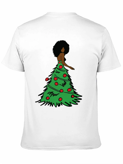 Christmas Tree Afro Woman Graphic Tee