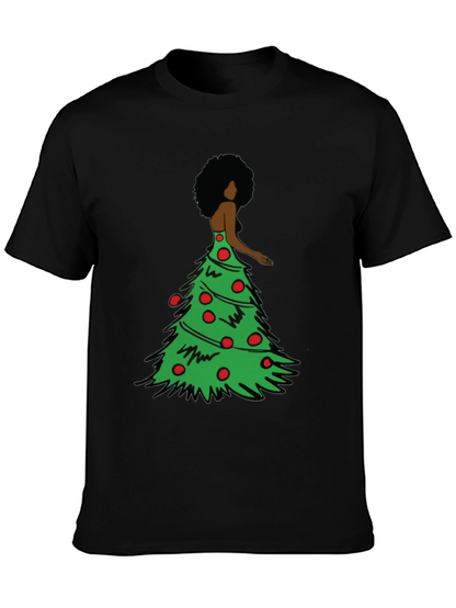 Christmas Tree Afro Woman Graphic Tee