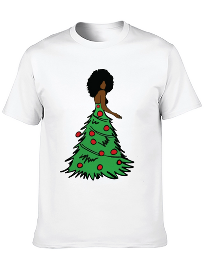 Christmas Tree Afro Woman Graphic Tee