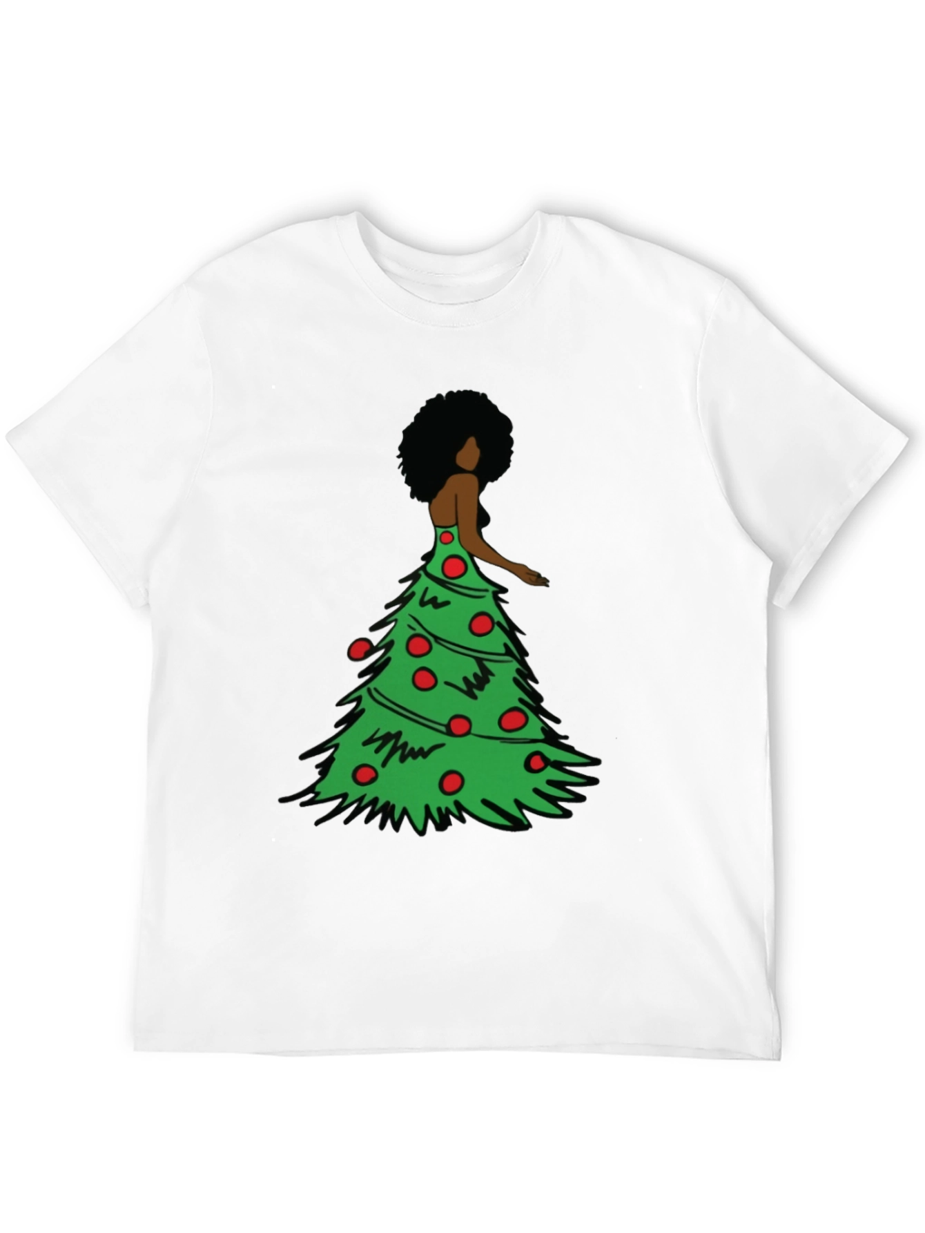Christmas Tree Afro Woman Graphic Tee