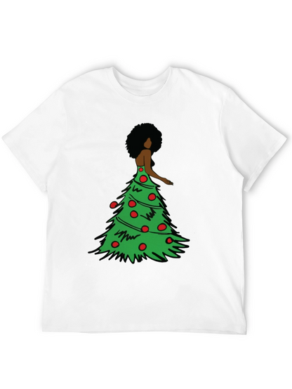 Christmas Tree Afro Woman Graphic Tee