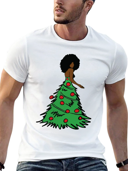 Christmas Tree Afro Woman Graphic Tee