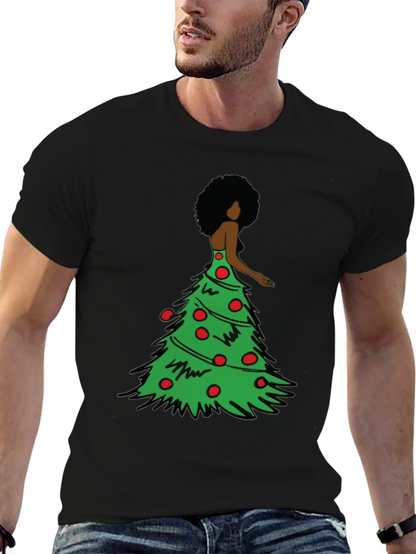 Christmas Tree Afro Woman Graphic Tee
