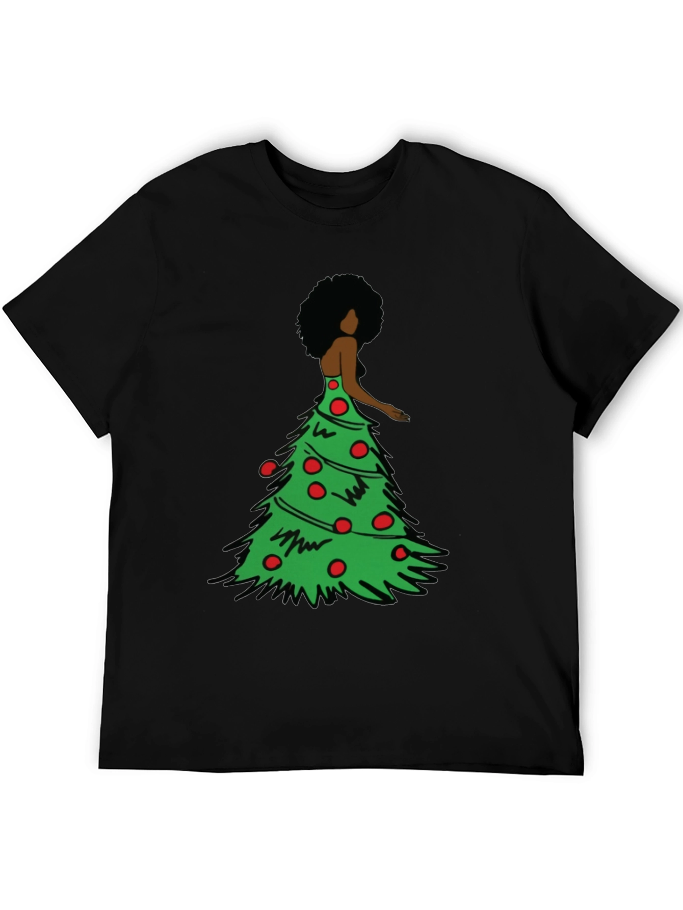 Christmas Tree Afro Woman Graphic Tee