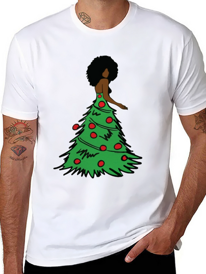 Christmas Tree Afro Woman Graphic Tee