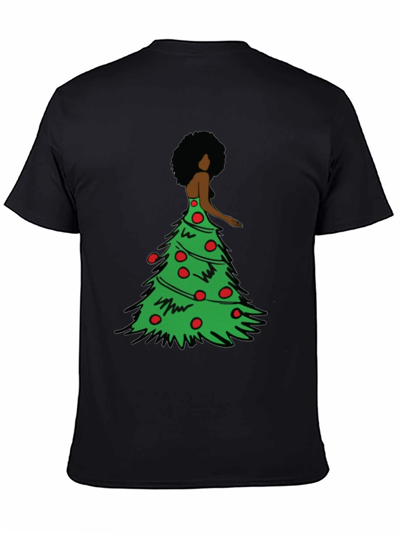 Christmas Tree Afro Woman Graphic Tee