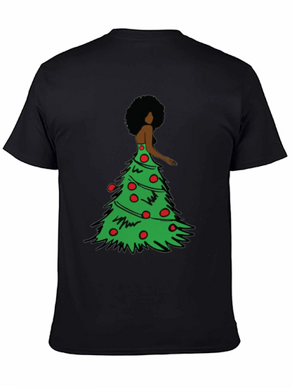 Christmas Tree Afro Woman Graphic Tee