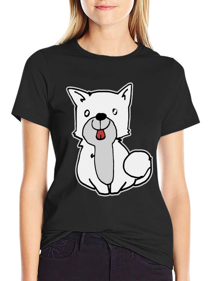Cute Dog Graphic Black T-Shirt