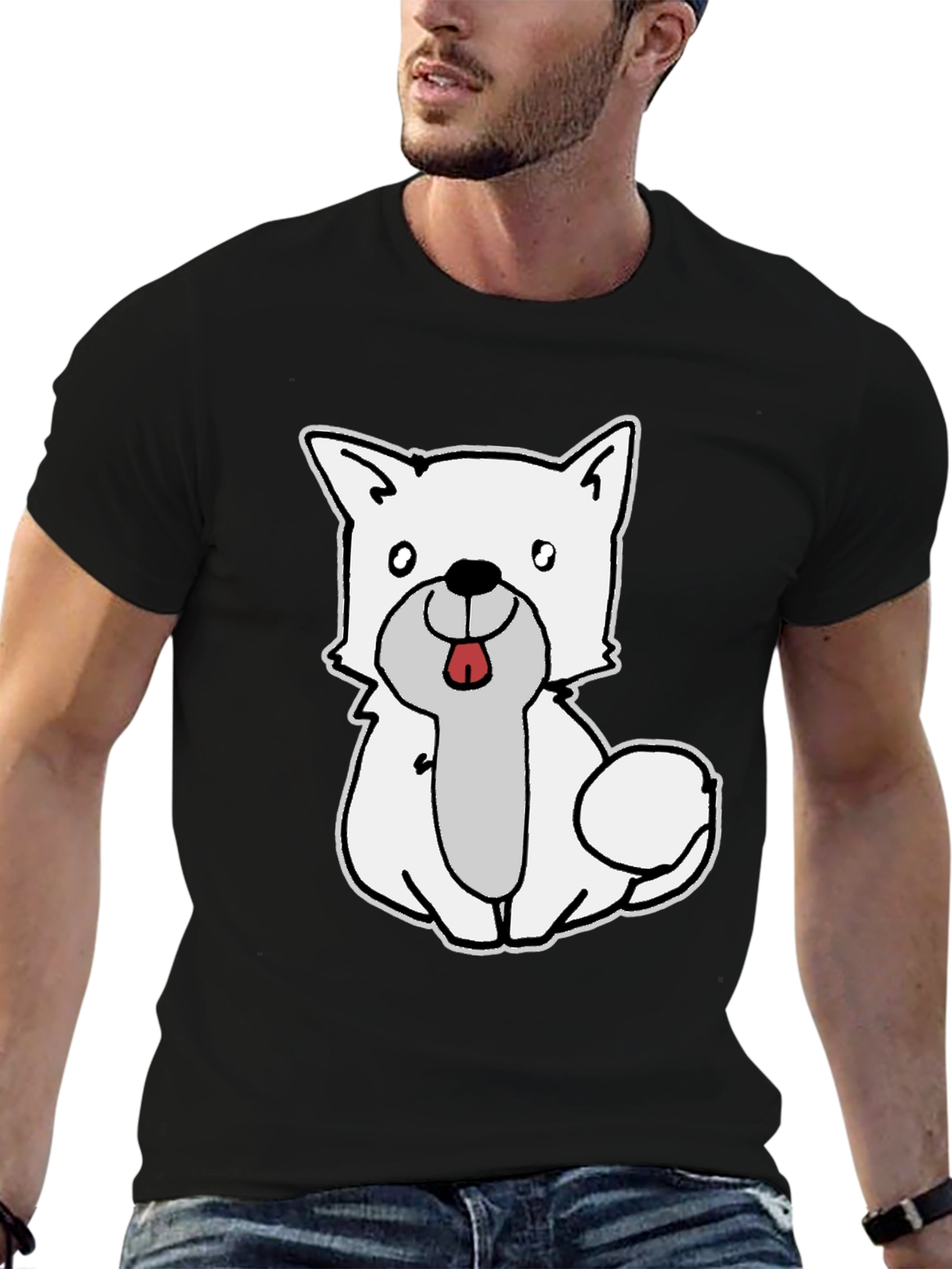 Cute Dog Graphic Black T-Shirt