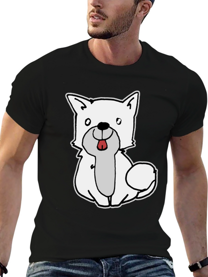 Cute Dog Graphic Black T-Shirt