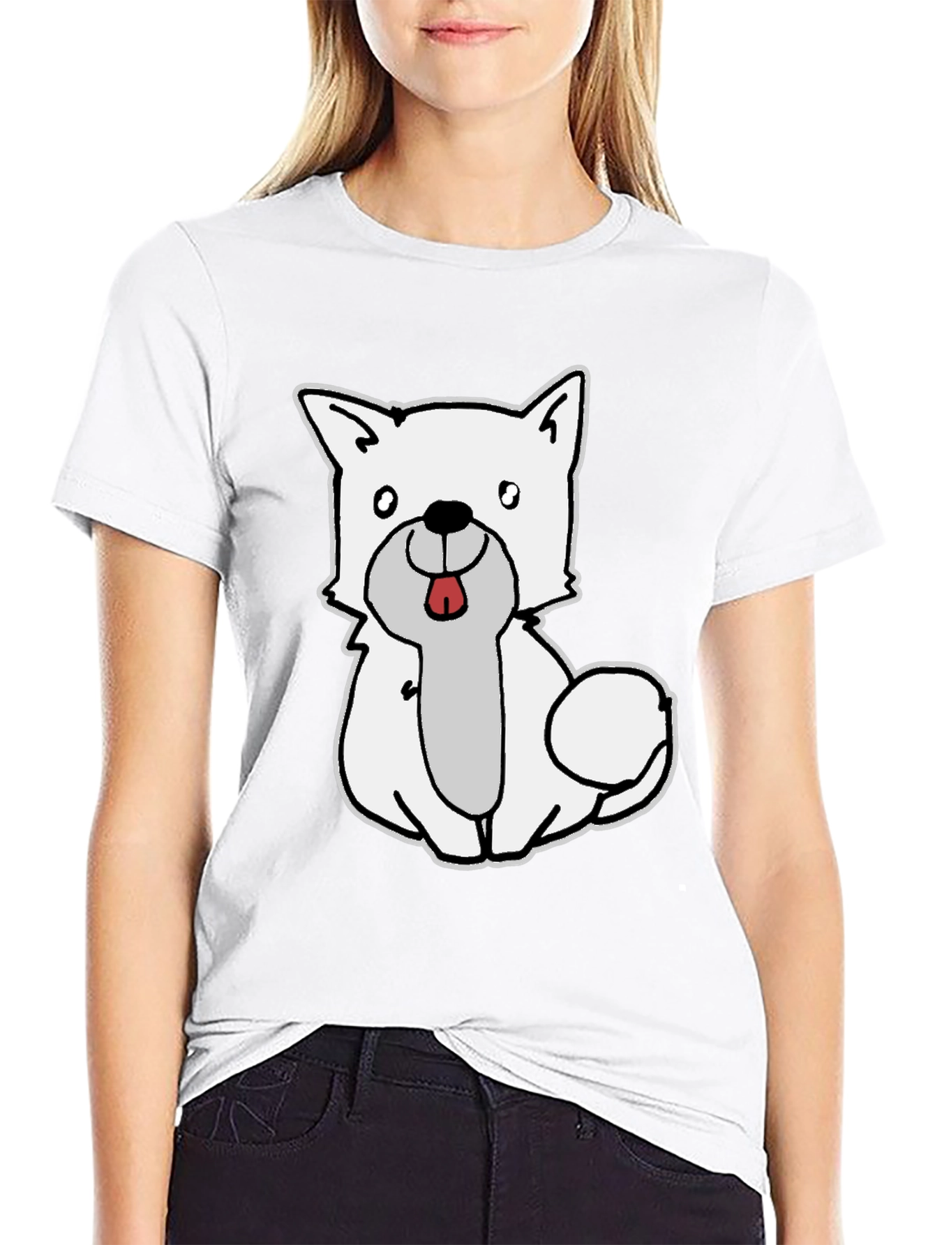 Cute Dog Graphic Black T-Shirt