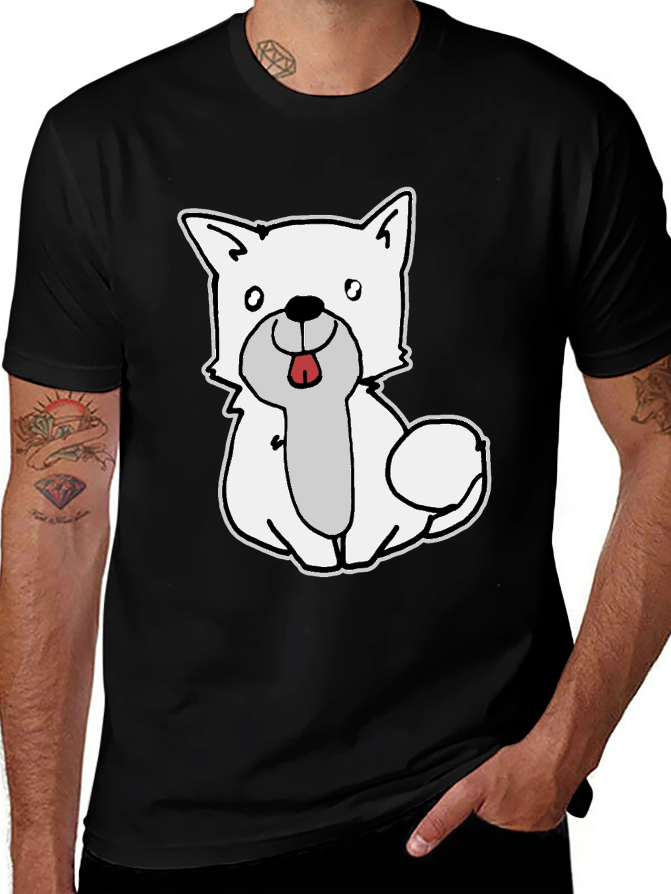 Cute Dog Graphic Black T-Shirt