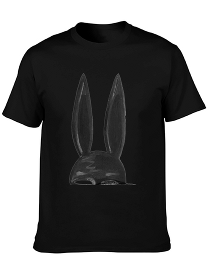 Black Bunny Ear Graphic Tee - Soft Cotton Blend
