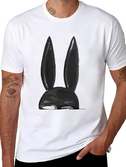 Black Bunny Ear Graphic Tee - Soft Cotton Blend