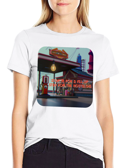 Retro Gas Station T-Shirt - Nostalgic Design