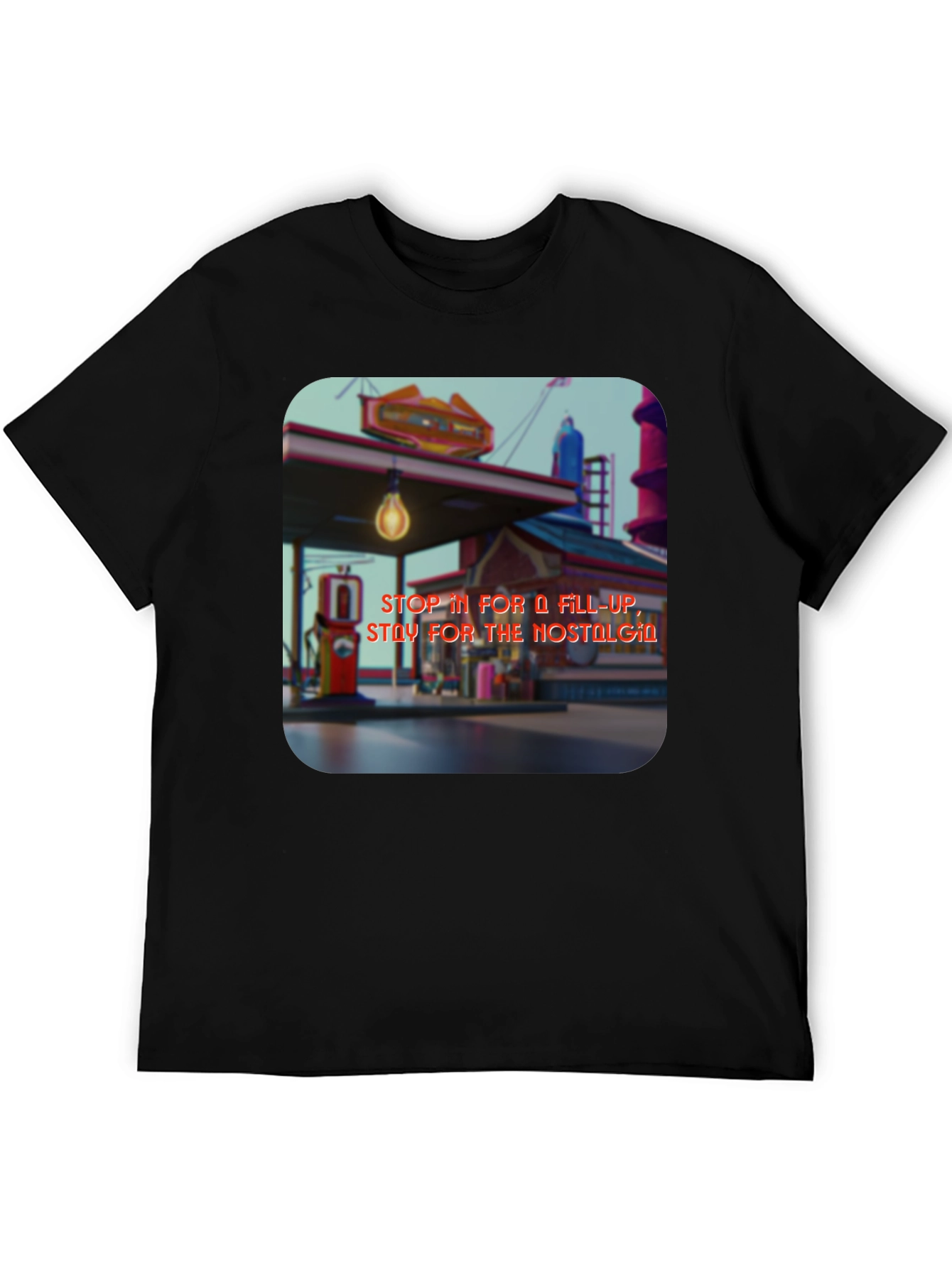 Retro Gas Station T-Shirt - Nostalgic Design