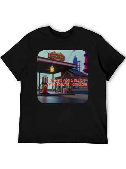 Retro Gas Station T-Shirt - Nostalgic Design