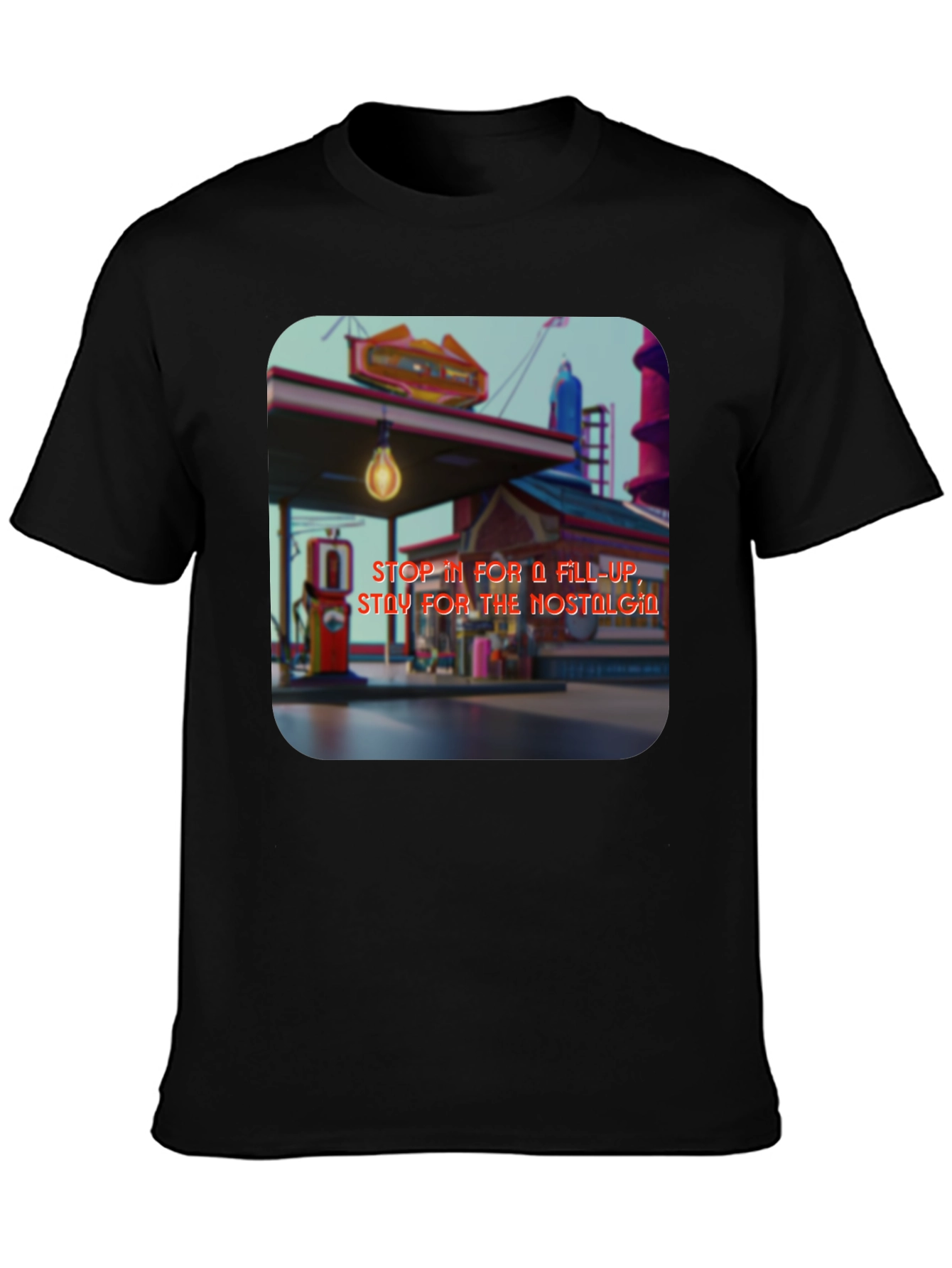 Retro Gas Station T-Shirt - Nostalgic Design