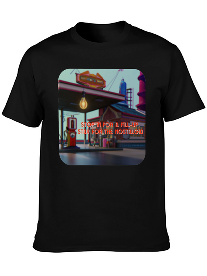 Retro Gas Station T-Shirt - Nostalgic Design