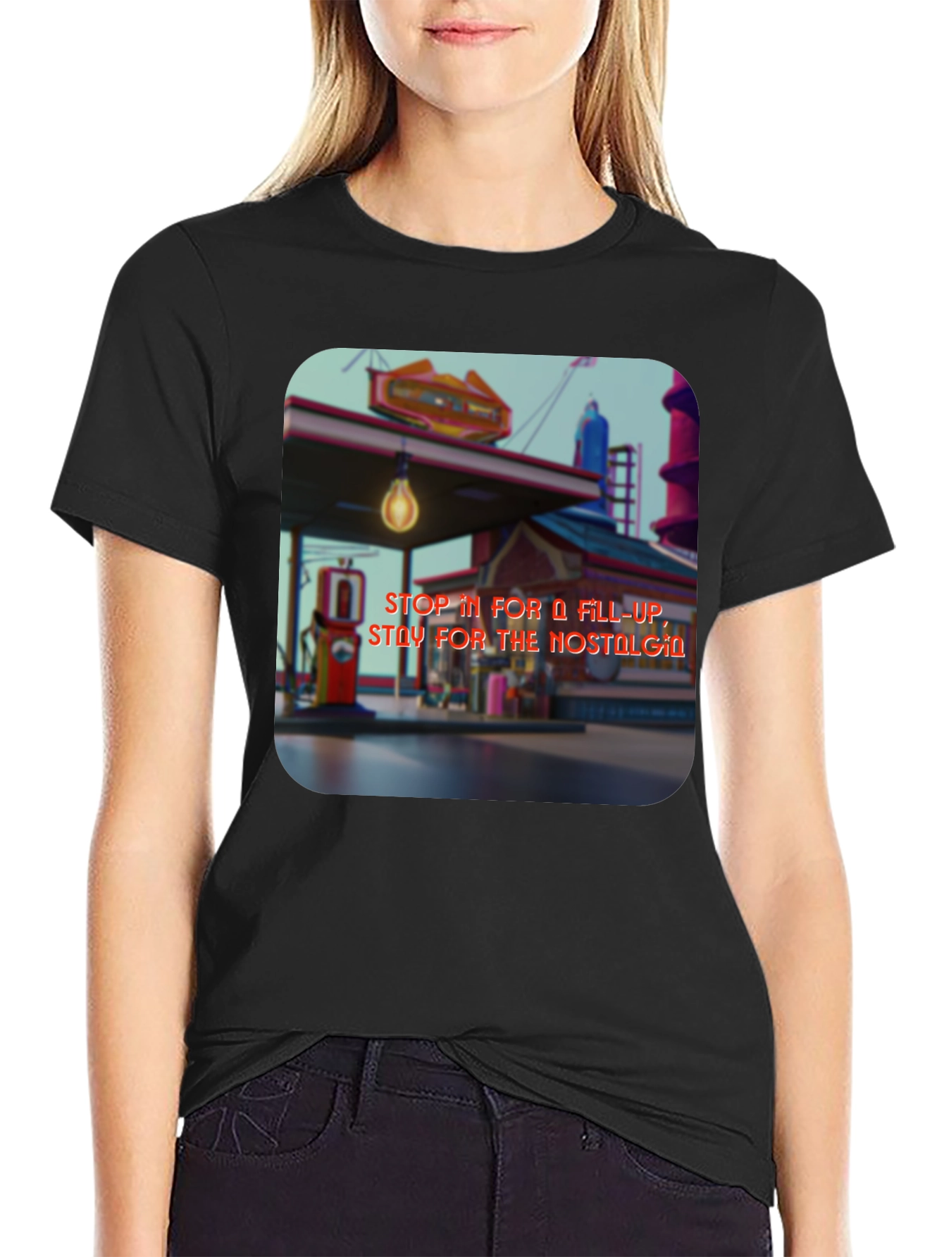 Retro Gas Station T-Shirt - Nostalgic Design