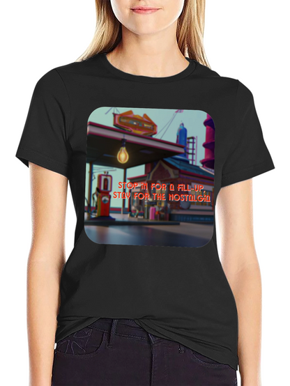 Retro Gas Station T-Shirt - Nostalgic Design