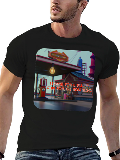 Retro Gas Station T-Shirt - Nostalgic Design