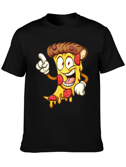 Pizza Cartoon Graphic Tee - Black