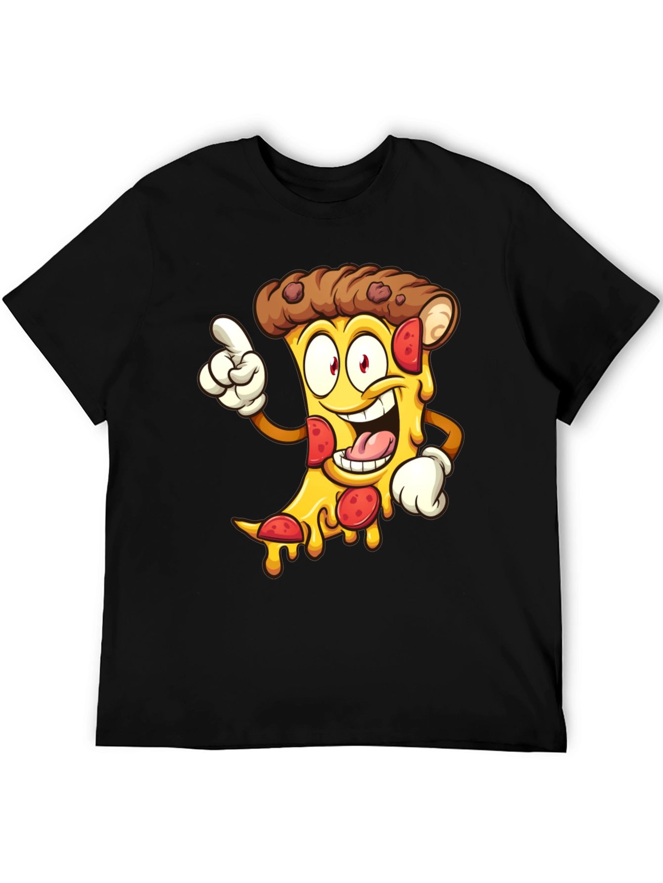 Pizza Cartoon Graphic Tee - Black