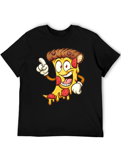 Pizza Cartoon Graphic Tee - Black