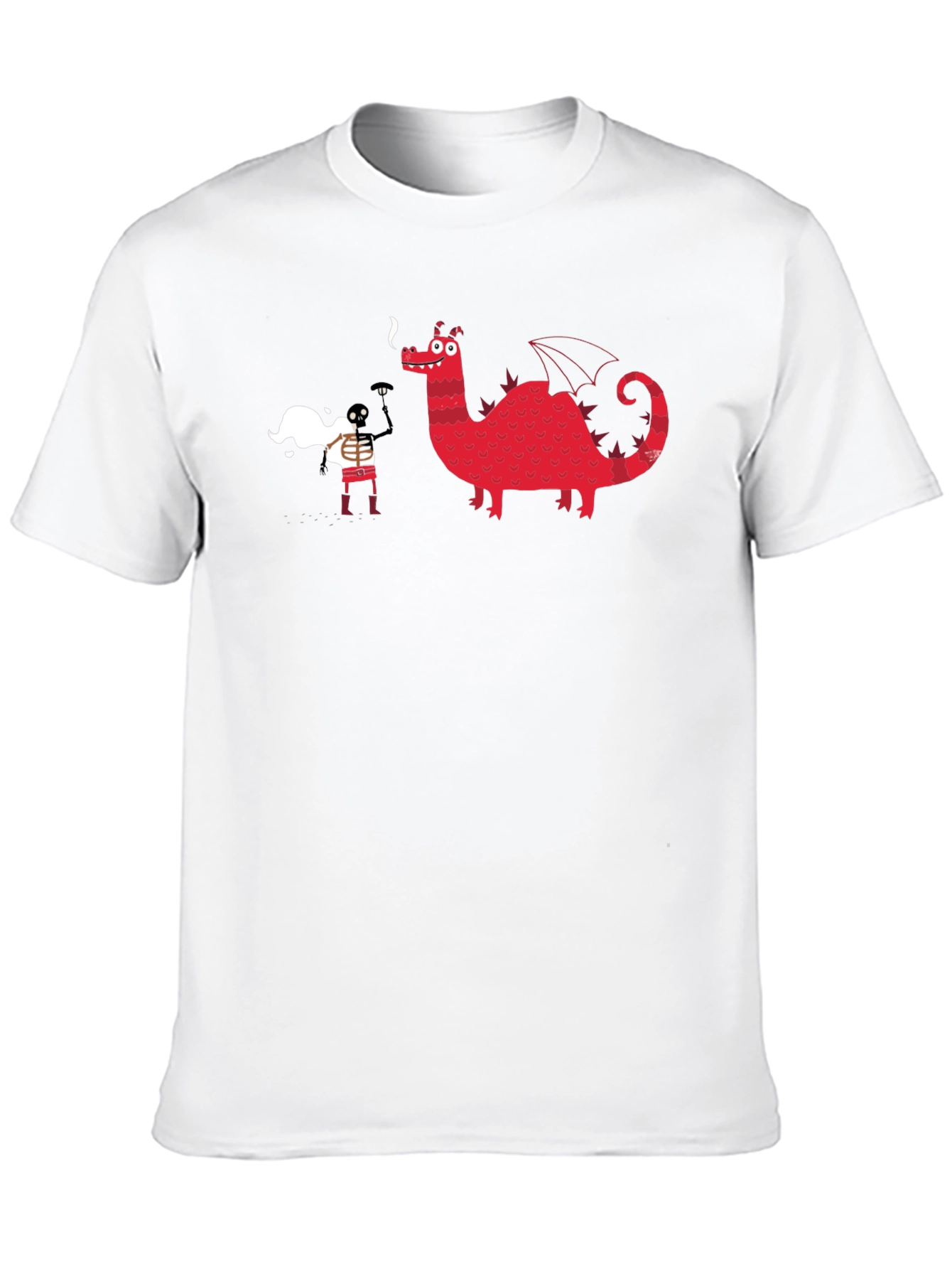 Black Graphic Tee - Dragon & Skeleton Print