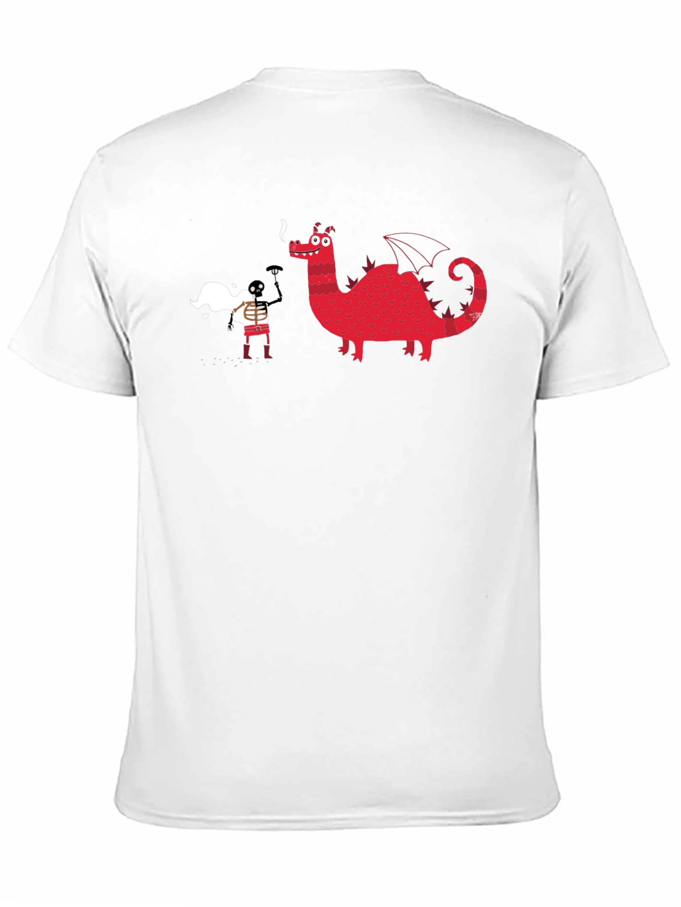 Black Graphic Tee - Dragon & Skeleton Print