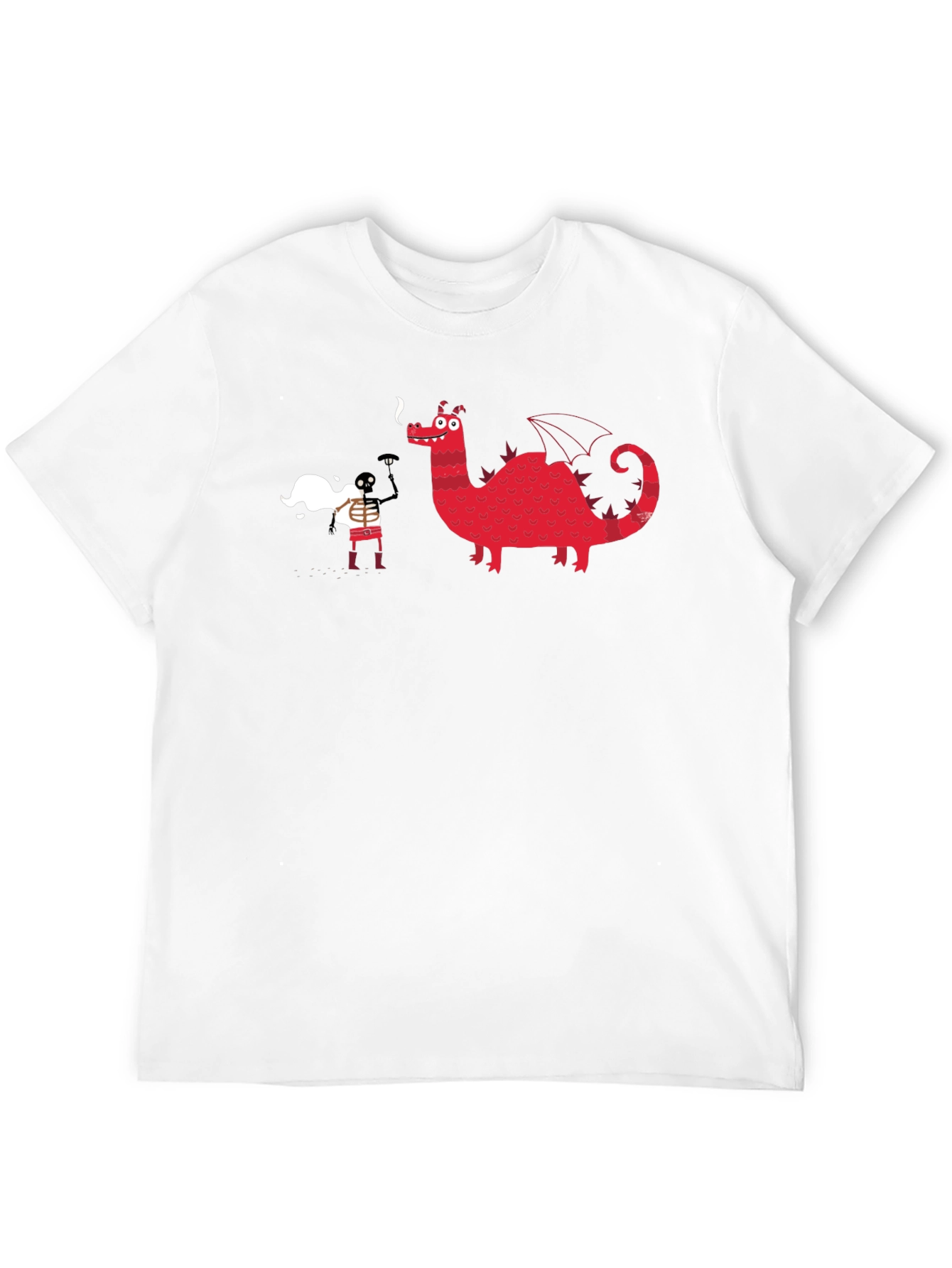 Black Graphic Tee - Dragon & Skeleton Print