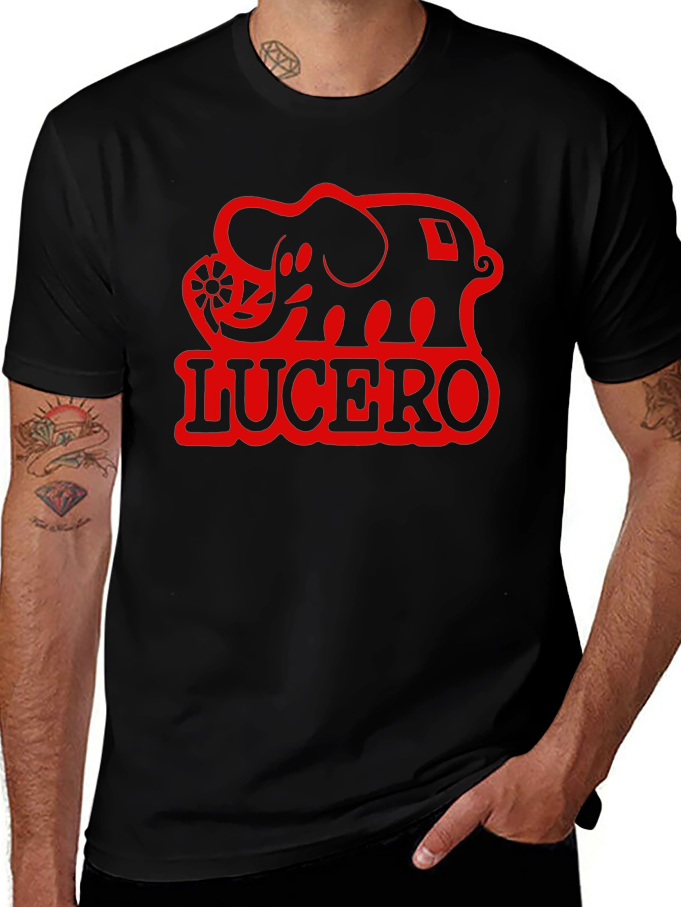 Lucero Elephant Black T-Shirt - Graphic Tee