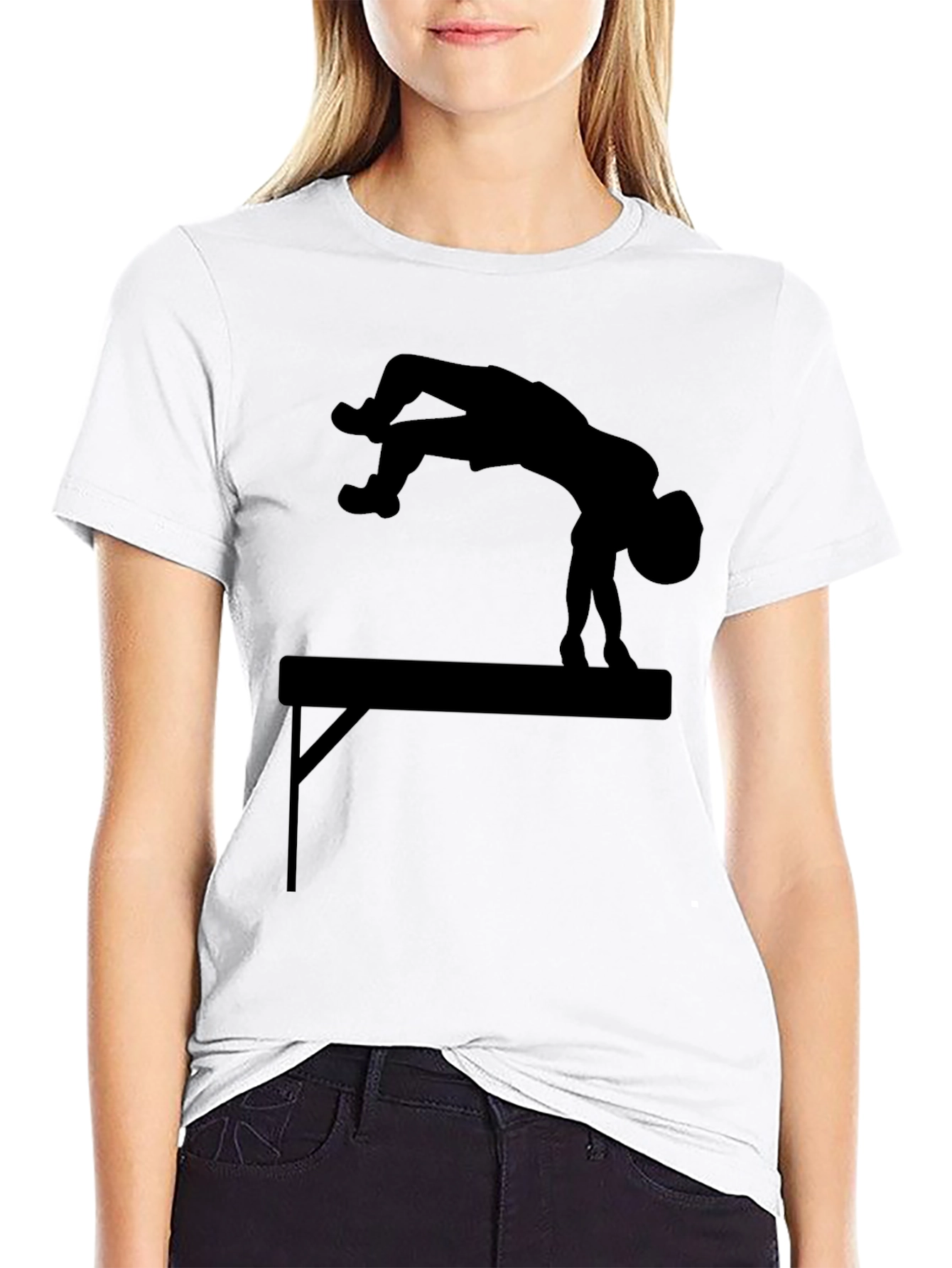 Gymnastics Beam Silhouette Tee - Black