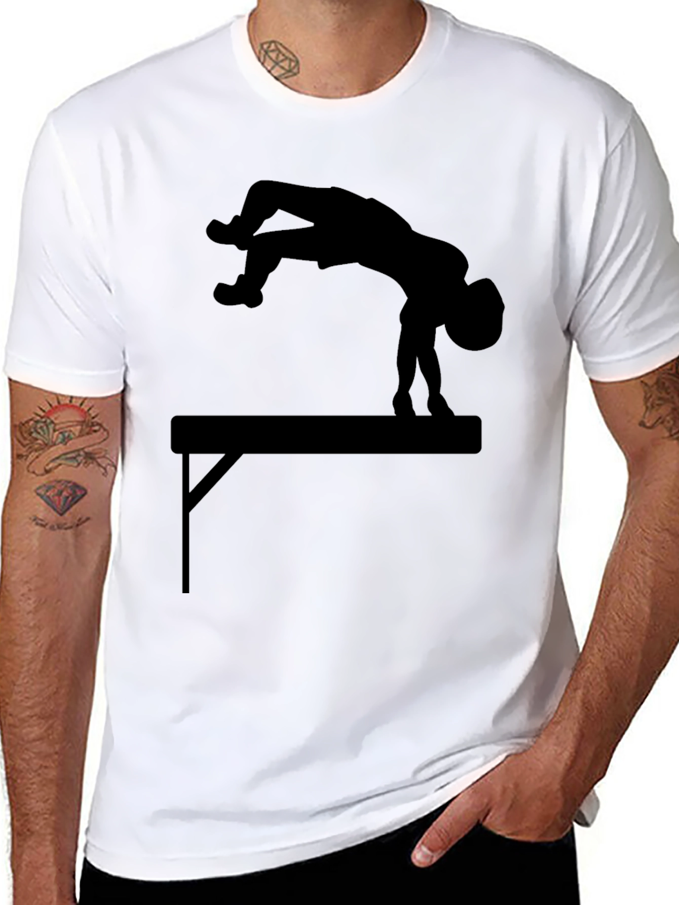 Gymnastics Beam Silhouette Tee - Black