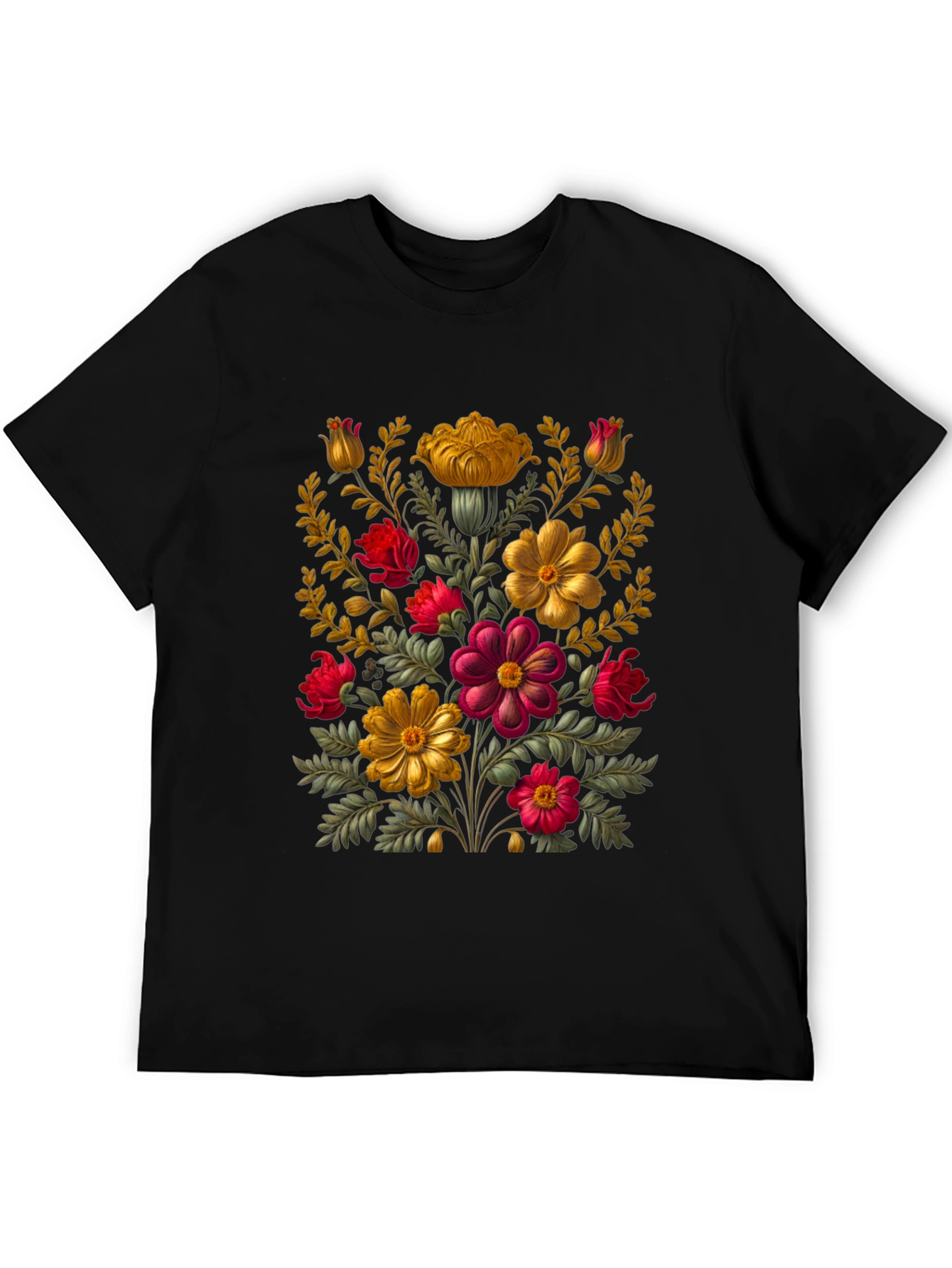 Floral Art Black T-Shirt