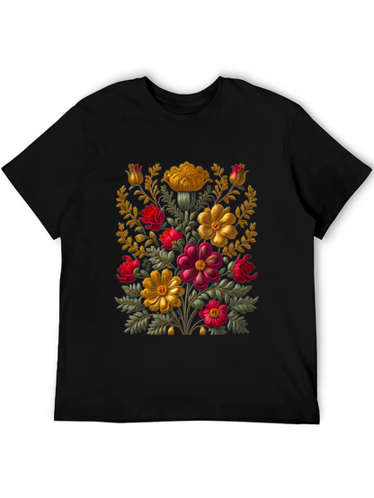 Floral Art Black T-Shirt