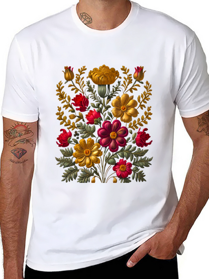 Floral Art Black T-Shirt