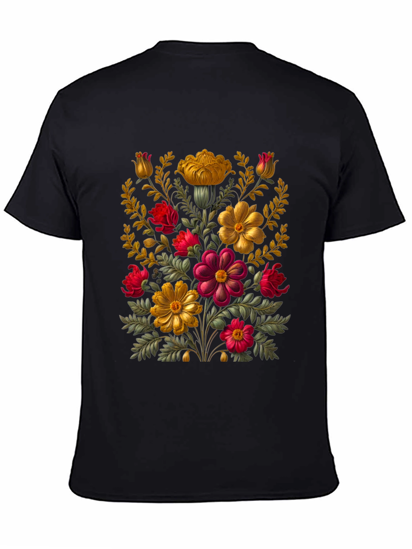Floral Art Black T-Shirt