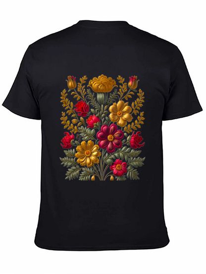Floral Art Black T-Shirt