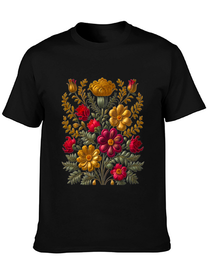 Floral Art Black T-Shirt