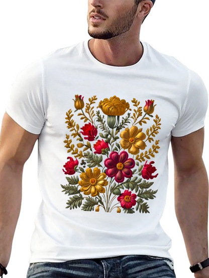 Floral Art Black T-Shirt